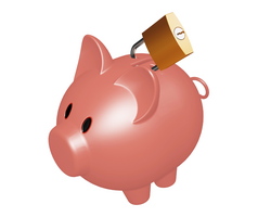 Short sales - graphic of a locked piggy bank