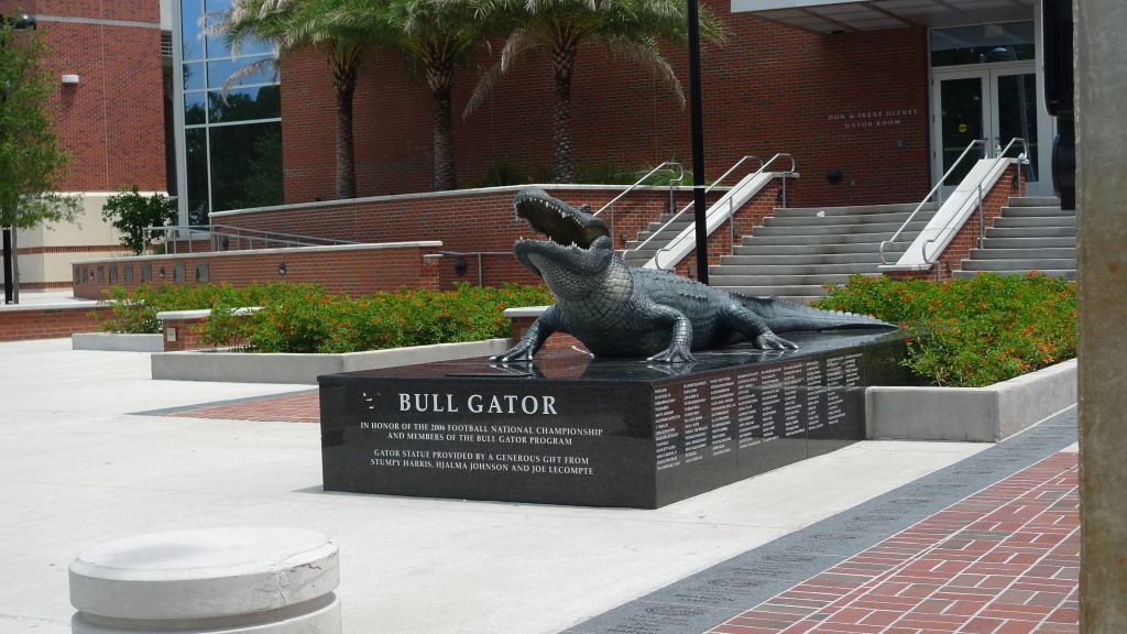 Gainesville FL Bull Gator statue at the University of Florida