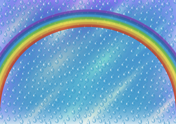 Rain and rainbow graphic
