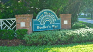 Haile Plantation Bueller's Way neighborhood sign