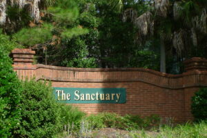 The Sanctuary neighborhood sign Gainesville FL