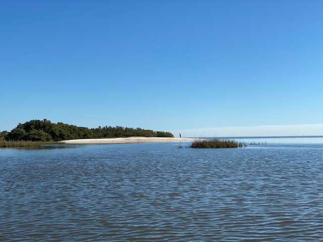 Kayaking to an island beach in Cedar Key