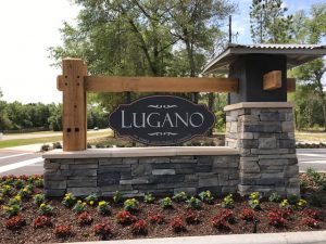 Lugano neighborhood entrance sign Gainesville FL
