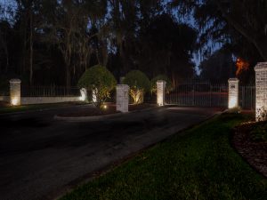 Hampton Ridge gated entrance at night Gainesville FL