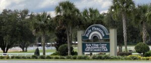 Haile Plantation sign by horse pasture